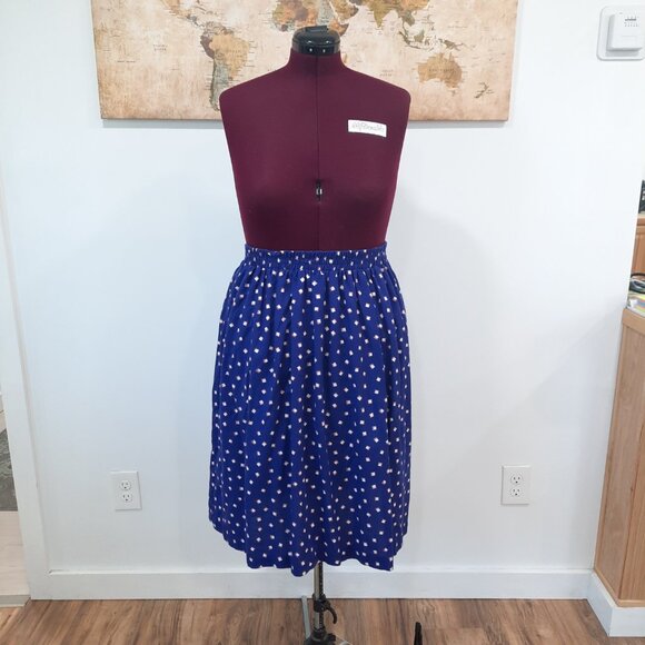 Vtg 80s blue skirt set w/ unique buttons - Handmade - Picture 2 of 12